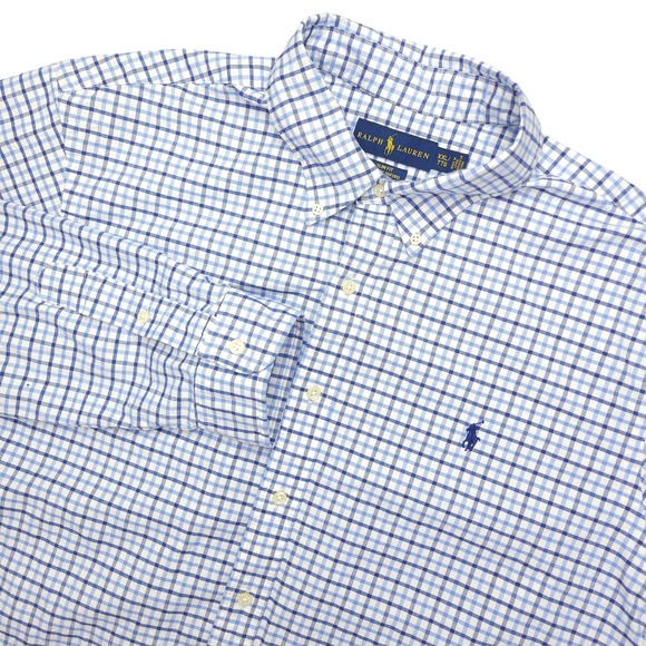 Ralph Lauren Other - Ralph Lauren Shirt Mens 2XL Blue Check Long Sleeve Button Down Stretch Oxford